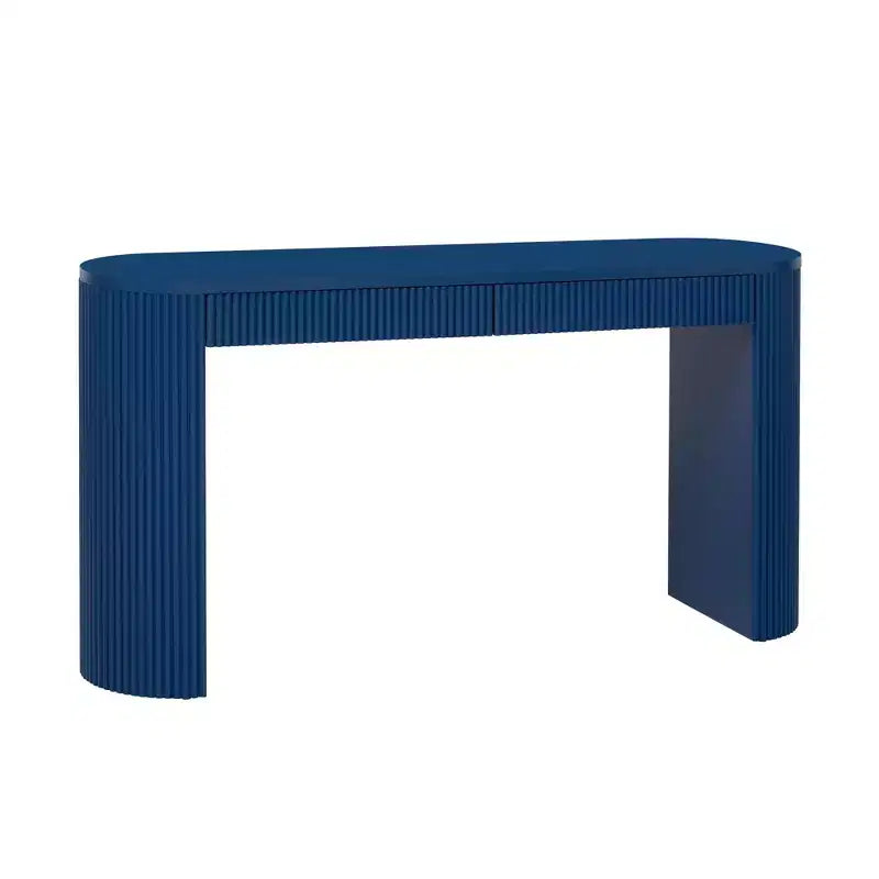 Homy Casa Modern Ribbed Console Table with 2 Drawers  Stylish Entryway or Vanity Table
