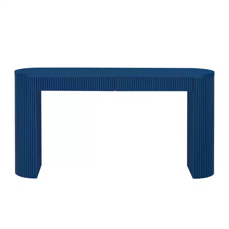 Homy Casa Modern Ribbed Console Table with 2 Drawers  Stylish Entryway or Vanity Table