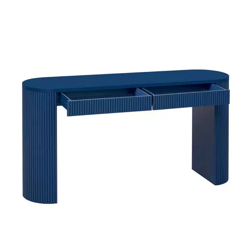 Homy Casa Modern Ribbed Console Table with 2 Drawers  Stylish Entryway or Vanity Table