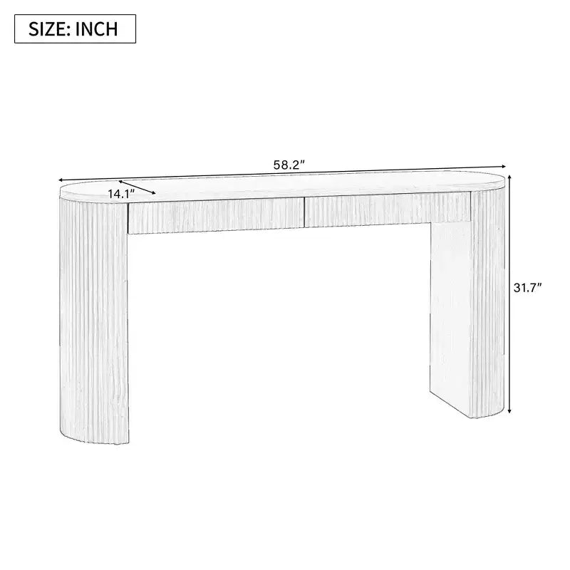 Homy Casa Modern Ribbed Console Table with 2 Drawers  Stylish Entryway or Vanity Table