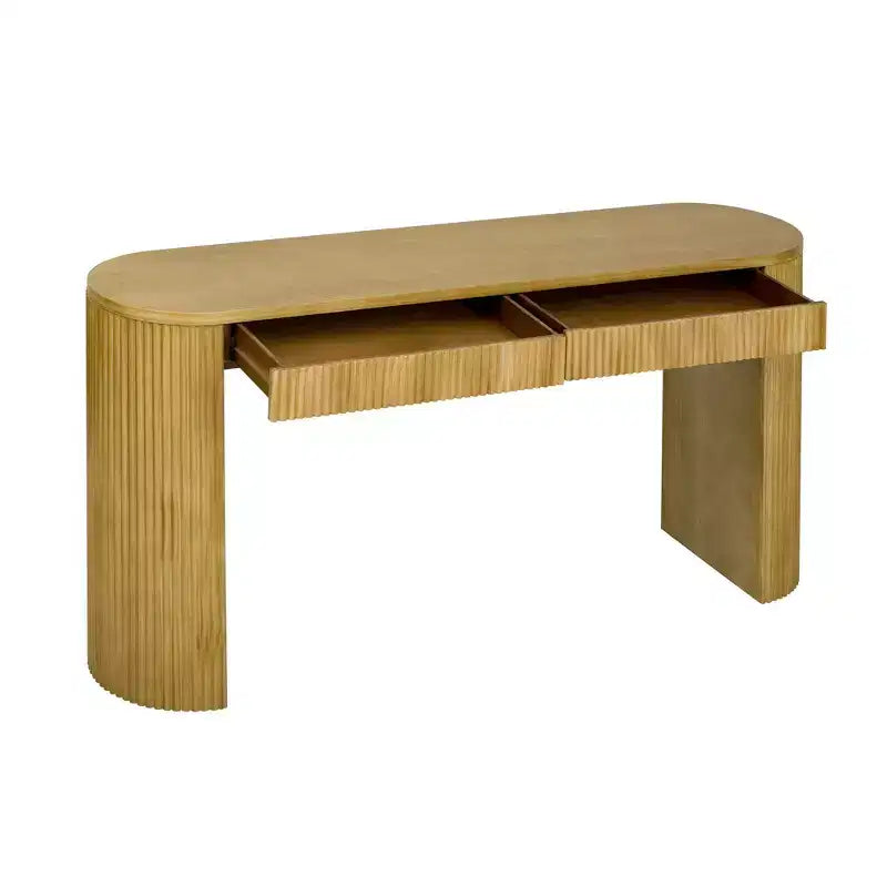 Homy Casa Modern Ribbed Console Table with 2 Drawers  Stylish Entryway or Vanity Table