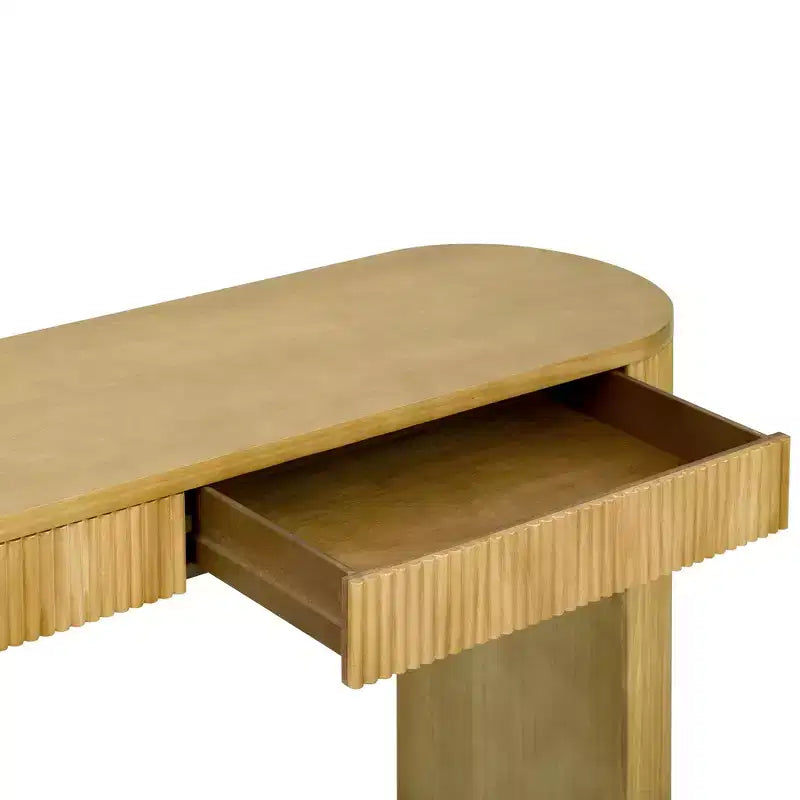 Homy Casa Modern Ribbed Console Table with 2 Drawers  Stylish Entryway or Vanity Table
