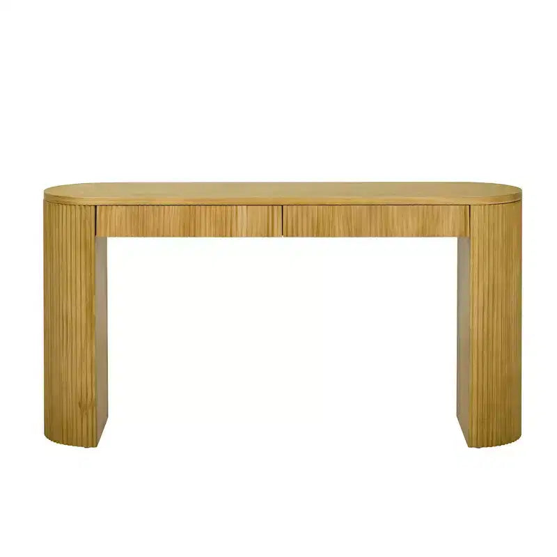 Homy Casa Modern Ribbed Console Table with 2 Drawers  Stylish Entryway or Vanity Table