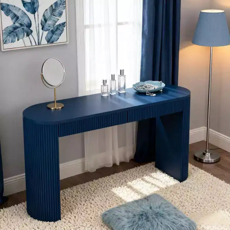 Homy Casa Modern Ribbed Console Table with 2 Drawers  Stylish Entryway or Vanity Table