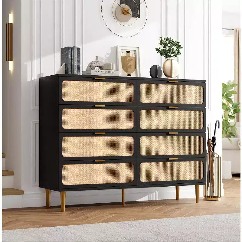 8-Drawer Dresser, Modern Wooden Bedroom Chest of Drawers With Storage Drawers, Farmhouse Style TV Stand for Living Room, Bedroom