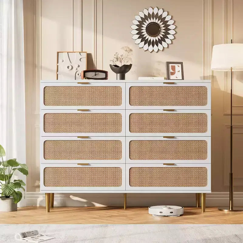 8-Drawer Dresser, Modern Wooden Bedroom Chest of Drawers With Storage Drawers, Farmhouse Style TV Stand for Living Room, Bedroom