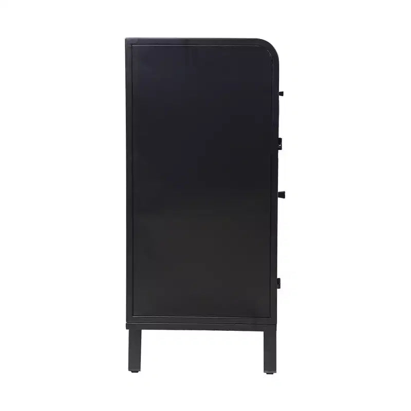 GDFStudio Leah 31.49'' Modern Sideboard Buffet Cabinet with 2 Tempered Glass Doors and 1 Flip Top