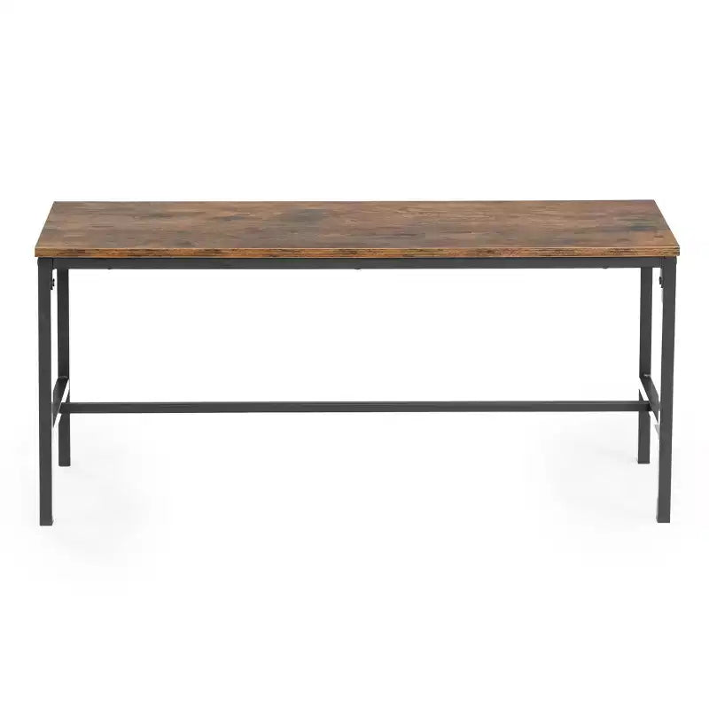 FurnitureR 3-Piece Dining Table Set with 2 Benches, Space-Saving Kitchen & Dining Room Set for Home or Restaurant, Metal Frame and MDF Top, Brown
