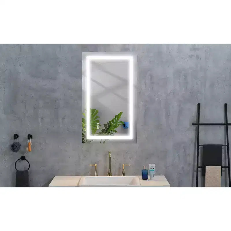 Okak Anti-Fog Bathroom Mirror with Memory and 3 Colors, Vanity Mirror with Stepless Dimmable, Wall Mirror for Bathroom, Living Room