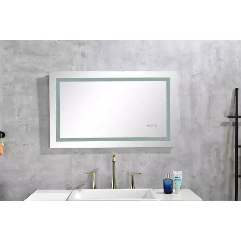 Okak Anti-Fog Bathroom Mirror with Memory and 3 Colors, Vanity Mirror with Stepless Dimmable, Wall Mirror for Bathroom, Living Room