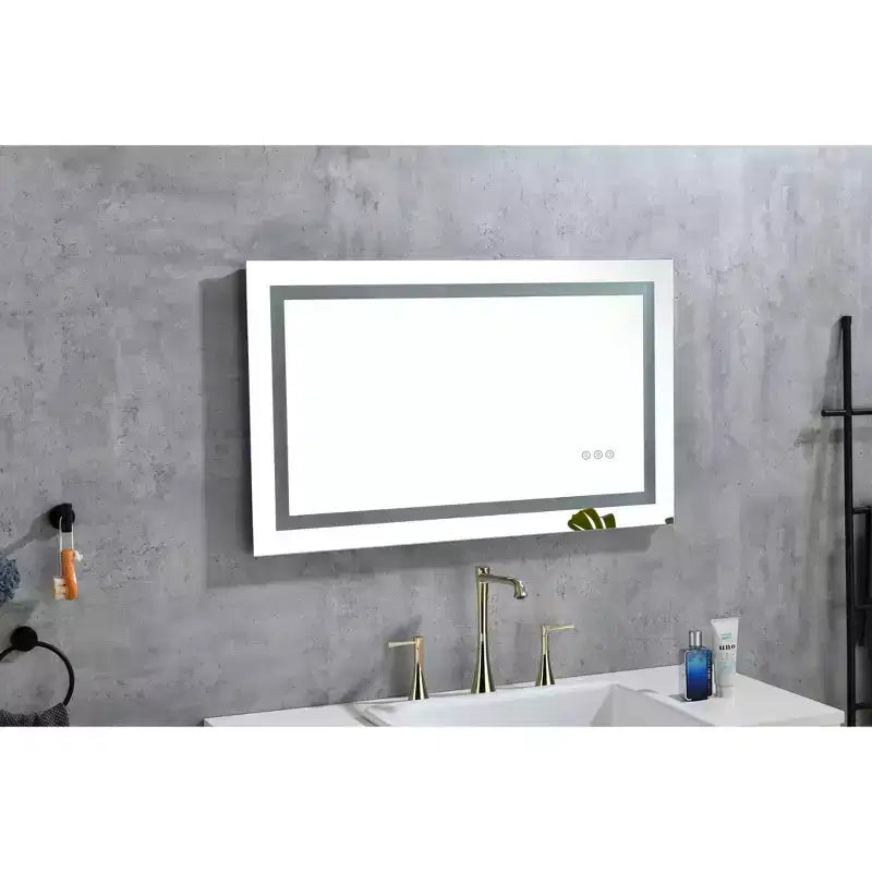 Okak Anti-Fog Bathroom Mirror with Memory and 3 Colors, Vanity Mirror with Stepless Dimmable, Wall Mirror for Bathroom, Living Room