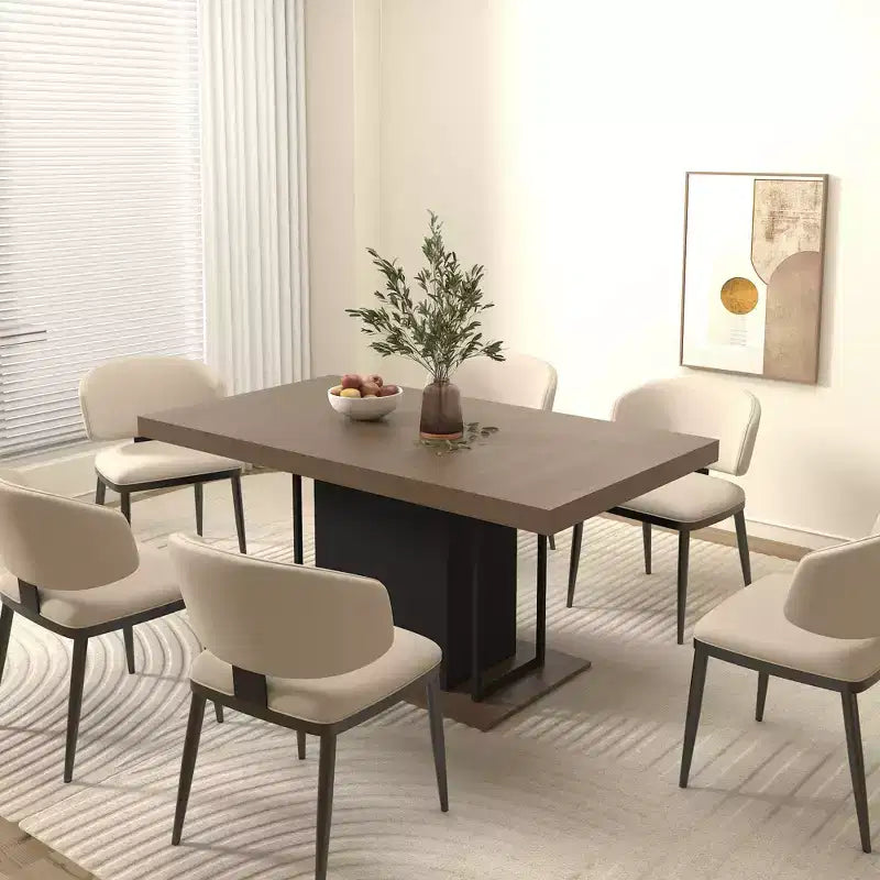 Okak 78.7IN Rectangle Extendable Dining Table for 6-10 People, Folding Table with Aged Effect Top, Kitchen Table for Dining Room, Black+Brown