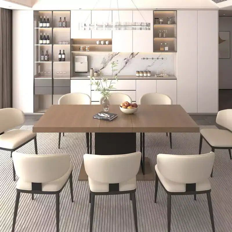 Okak 78.7IN Rectangle Extendable Dining Table for 6-10 People, Folding Table with Aged Effect Top, Kitchen Table for Dining Room, Black+Brown