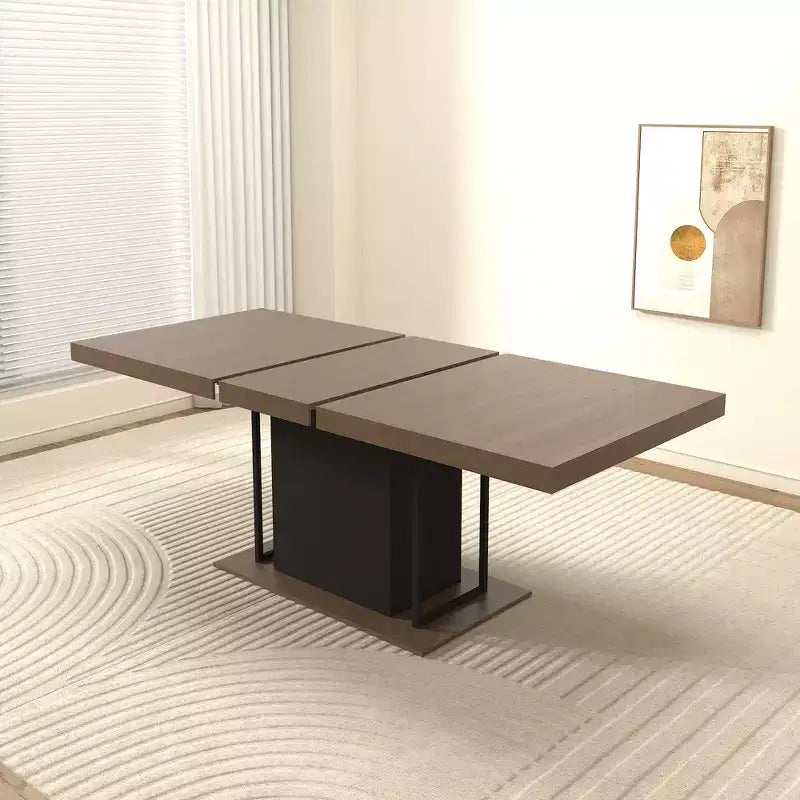 Okak 78.7IN Rectangle Extendable Dining Table for 6-10 People, Folding Table with Aged Effect Top, Kitchen Table for Dining Room, Black+Brown