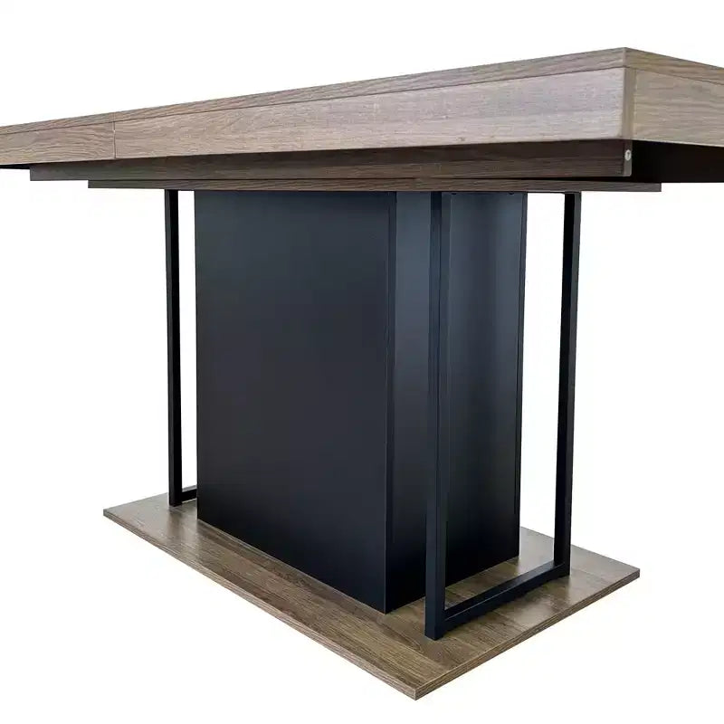 Okak 78.7IN Rectangle Extendable Dining Table for 6-10 People, Folding Table with Aged Effect Top, Kitchen Table for Dining Room, Black+Brown