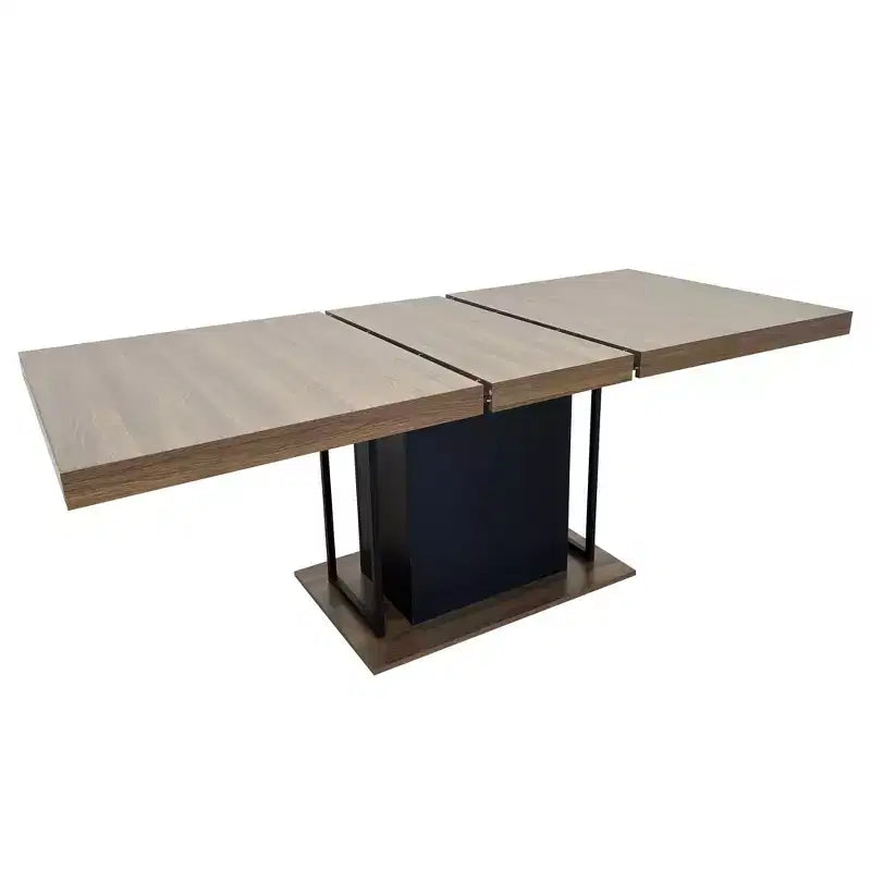 Okak 78.7IN Rectangle Extendable Dining Table for 6-10 People, Folding Table with Aged Effect Top, Kitchen Table for Dining Room, Black+Brown