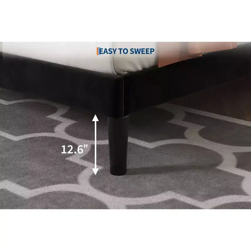 Bed Frame, Solid Wood Slatted Platform Bed with Crystal Button Headboard and Underbed Storage, Quiet and Easy to Assemble