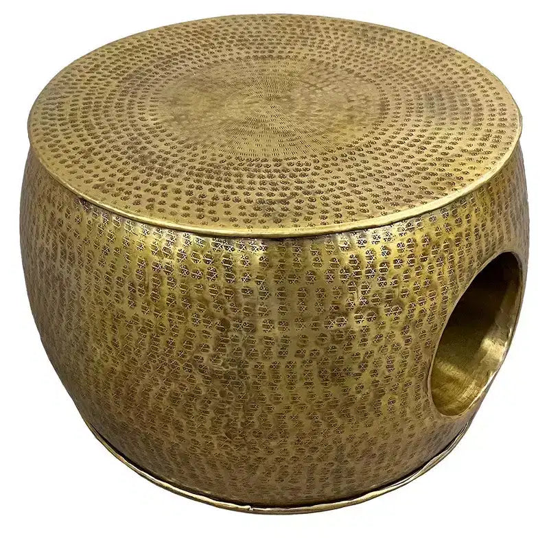 Royal Hampton Nala 23 Inch Coffee Table, Low Round Drum Shape with Unique Hollow Center