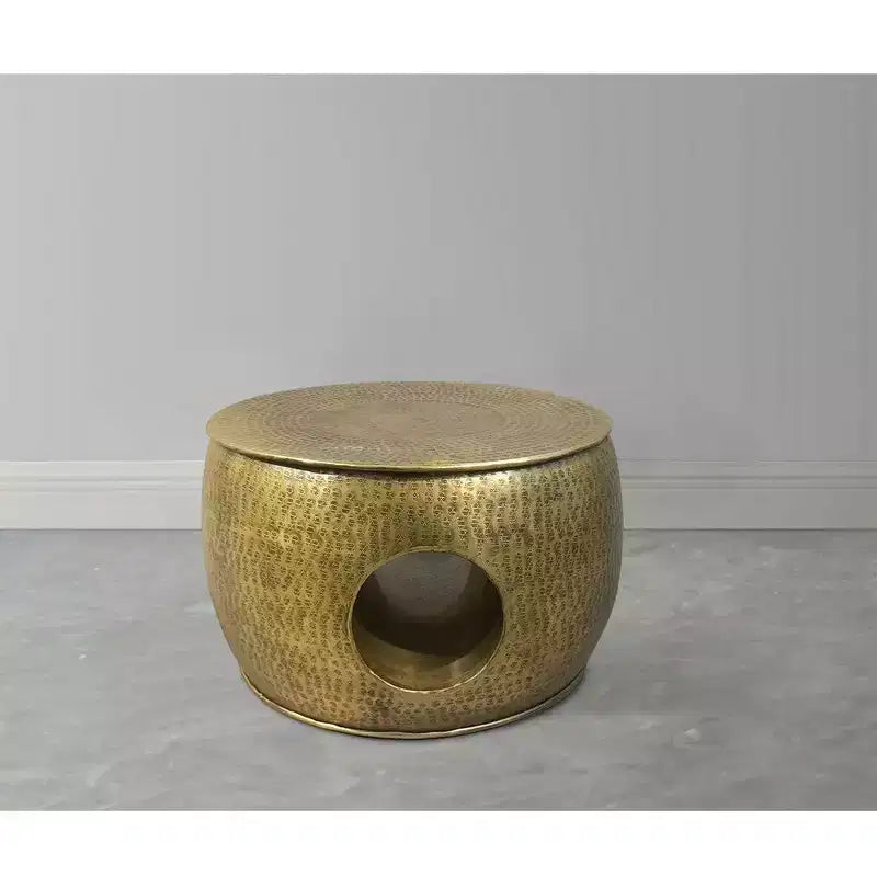 Royal Hampton Nala 23 Inch Coffee Table, Low Round Drum Shape with Unique Hollow Center