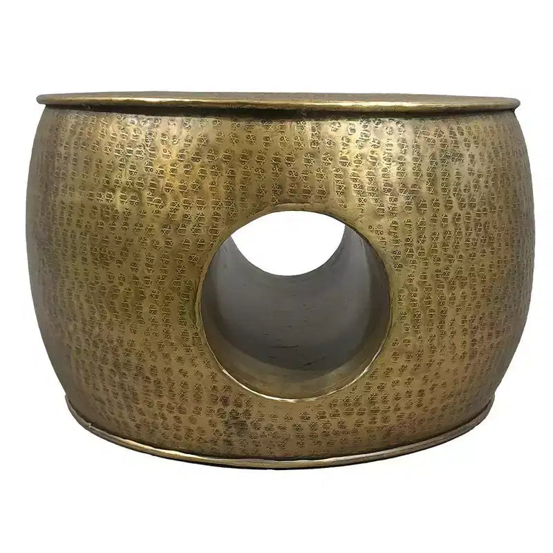Royal Hampton Nala 23 Inch Coffee Table, Low Round Drum Shape with Unique Hollow Center