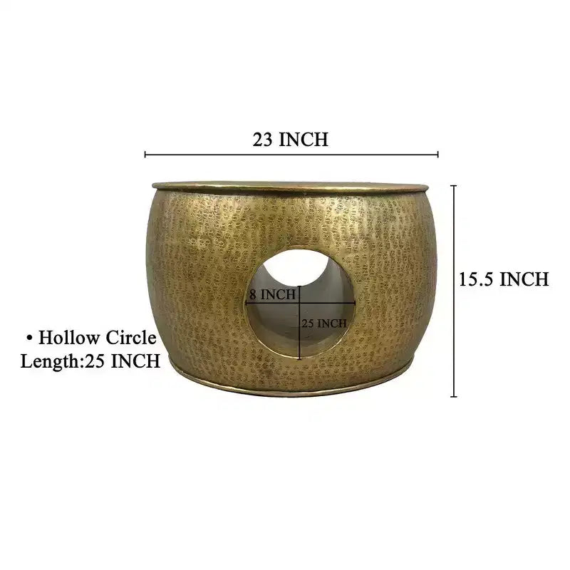 Royal Hampton Nala 23 Inch Coffee Table, Low Round Drum Shape with Unique Hollow Center