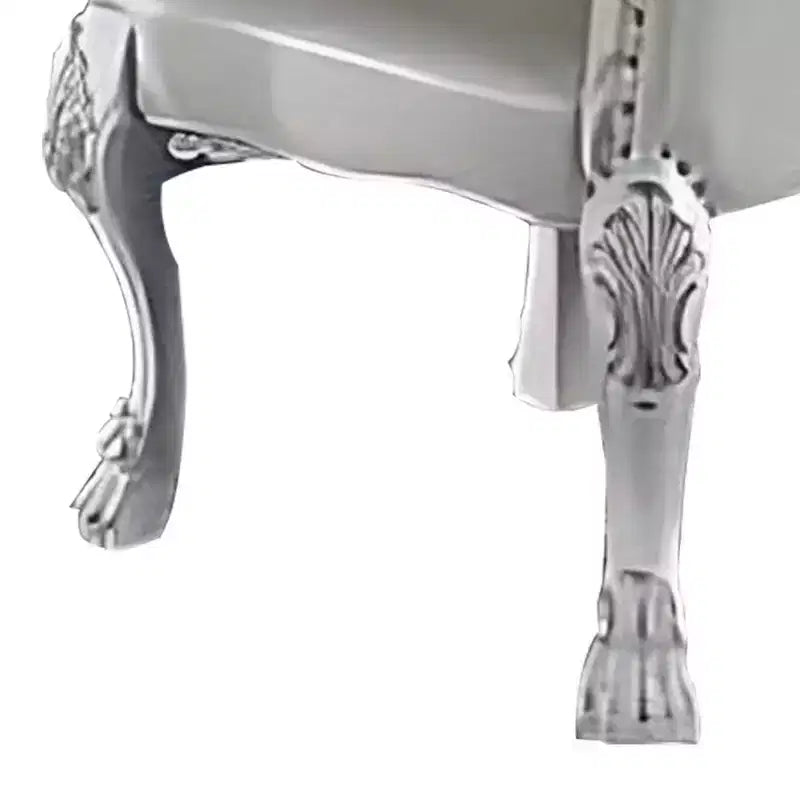Royal Hampton 25 Inch Side Chair Set of 2, Curved Top, Carved Scrolled Motifs, White