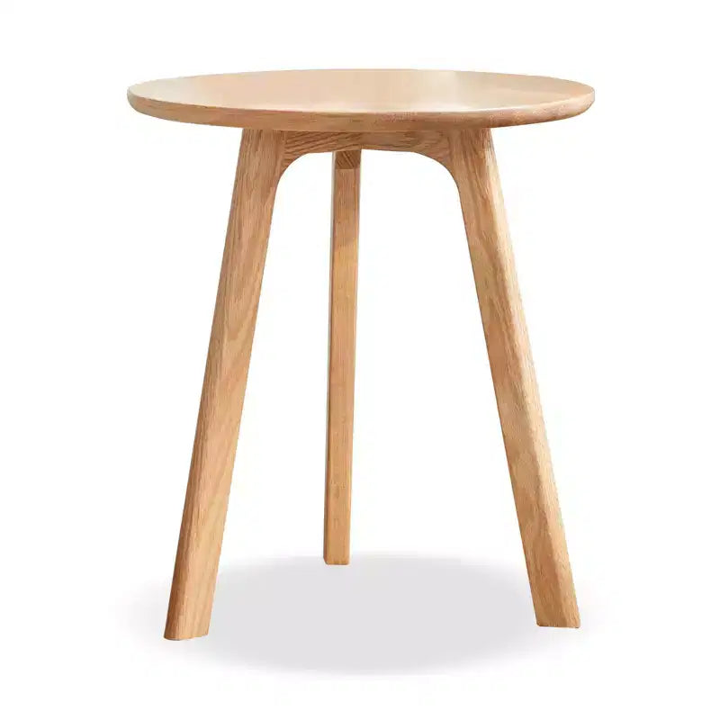 Okak Wooden Round Side Table with Floor Friendly Non-Slip Pads, End Table with Strong Three-Legged Structure, Couch Table for Living Room