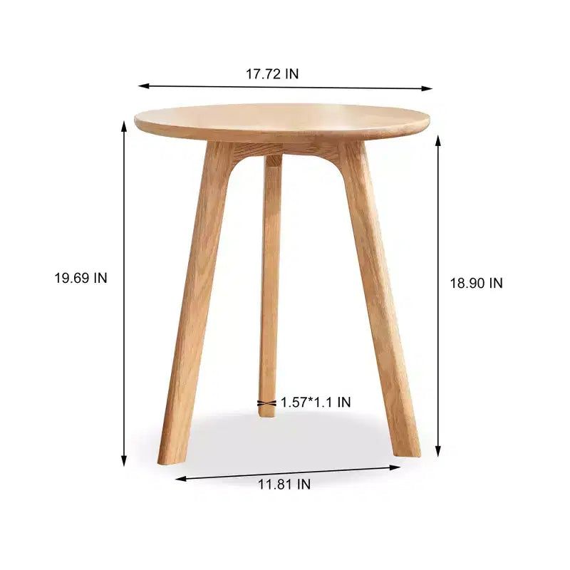 Okak Wooden Round Side Table with Floor Friendly Non-Slip Pads, End Table with Strong Three-Legged Structure, Couch Table for Living Room