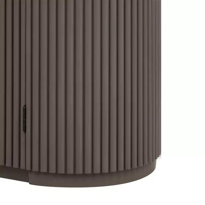 Clihome Vertical Striped Door Storage Cabinet with Metal Handles and Adjustable Shelves for Dining Room Storage, Modern Living Room Cabinet