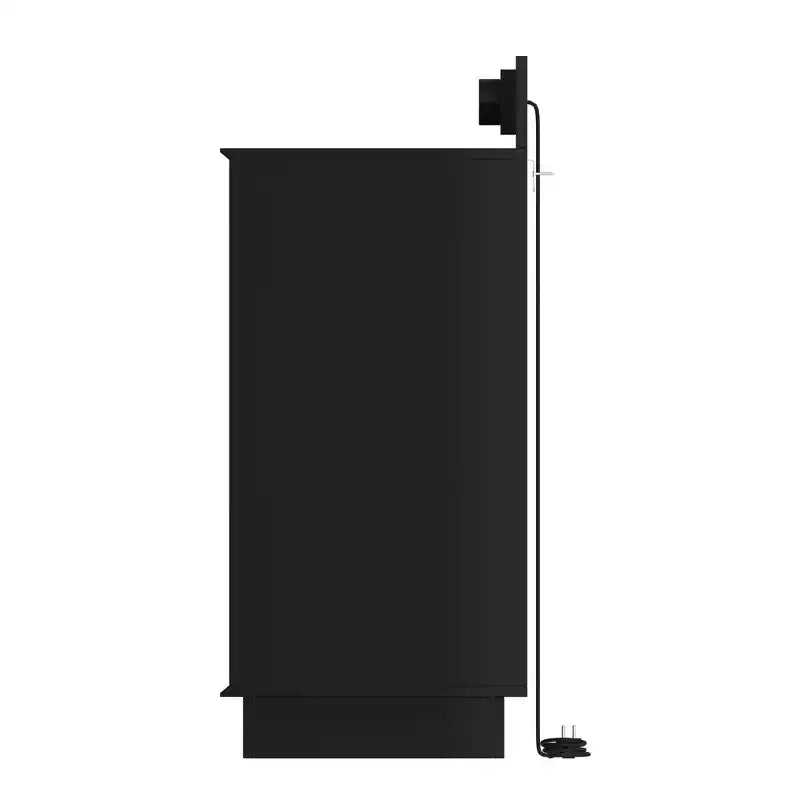 Famapy Multifunctional Storage Cabinet Buffet Kitchen Cabinet with Sliding Outlets  Black Gloss & Wood Finish