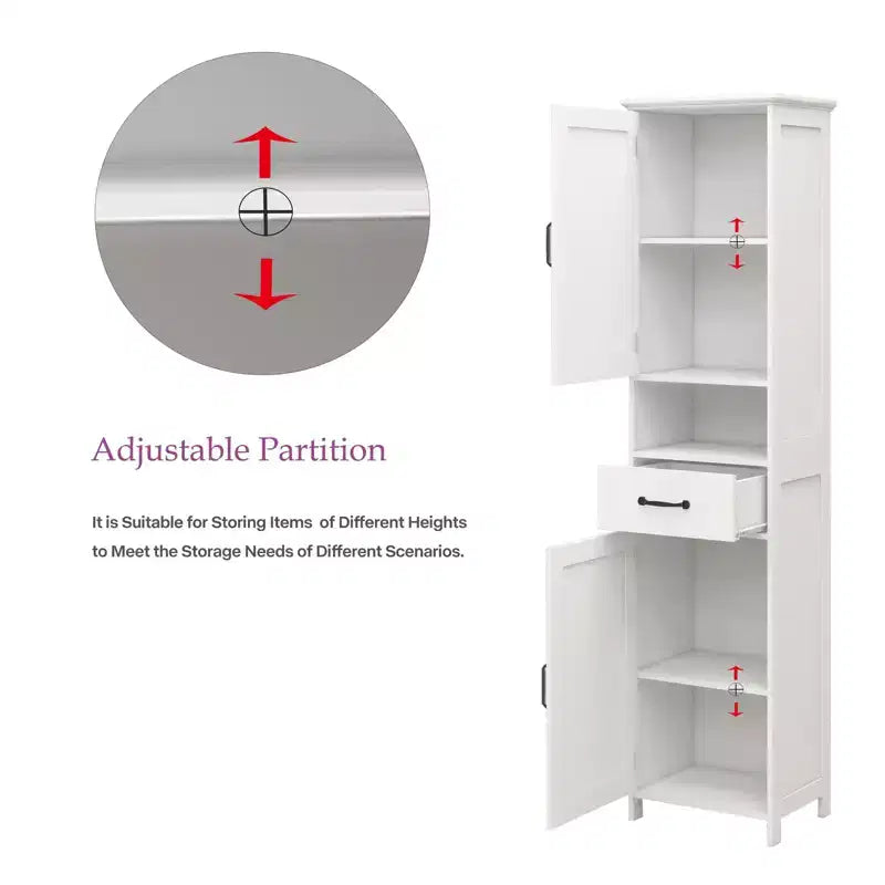 Meuble de Rangement Haut de Salle de Bain Homy Casa avec Tiroir et Doubles Portes, Blanc