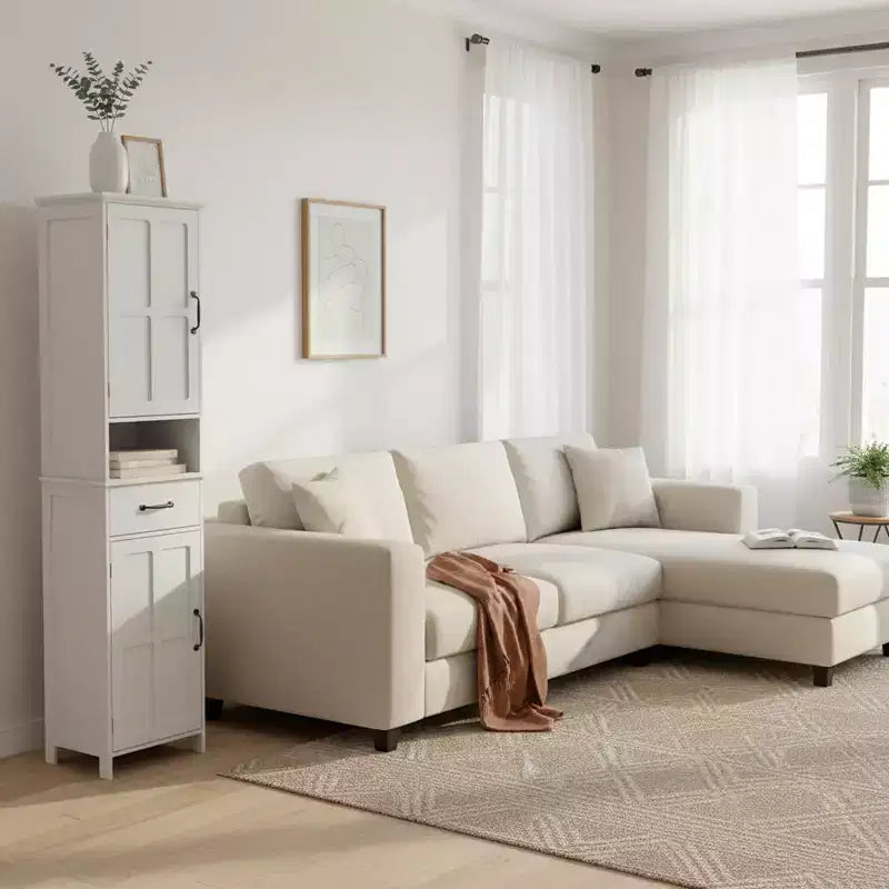 Meuble de Rangement Haut de Salle de Bain Homy Casa avec Tiroir et Doubles Portes, Blanc