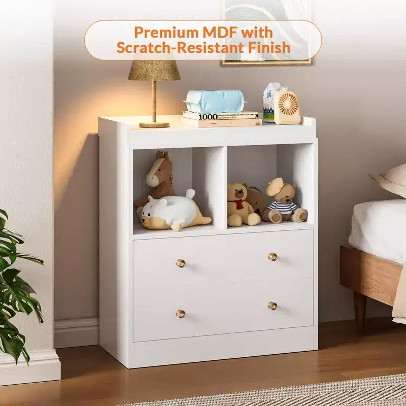 Baby Changing Table  Modern 2-Drawer Nursery Dresser with Changing Pad for Kids Room (1-Piece)