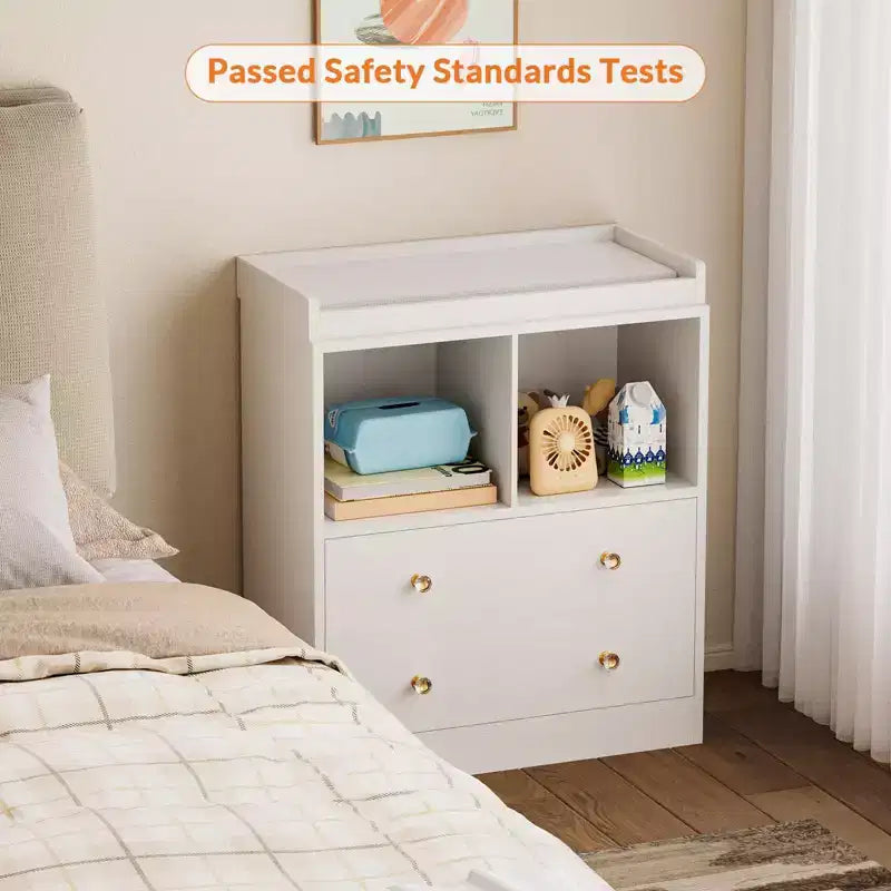 Baby Changing Table  Modern 2-Drawer Nursery Dresser with Changing Pad for Kids Room (1-Piece)