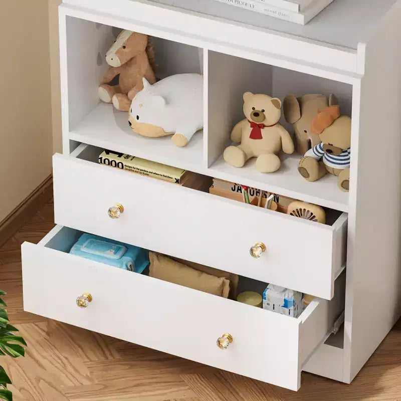 Baby Changing Table  Modern 2-Drawer Nursery Dresser with Changing Pad for Kids Room (1-Piece)