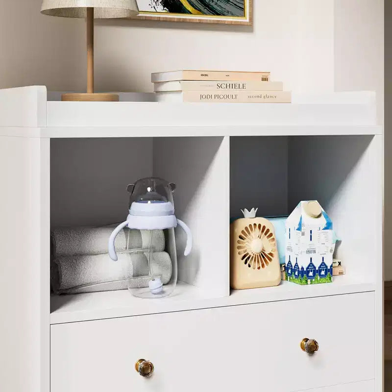 Baby Changing Table  Modern 2-Drawer Nursery Dresser with Changing Pad for Kids Room (1-Piece)