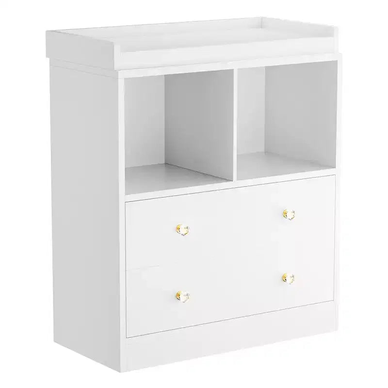 Baby Changing Table  Modern 2-Drawer Nursery Dresser with Changing Pad for Kids Room (1-Piece)