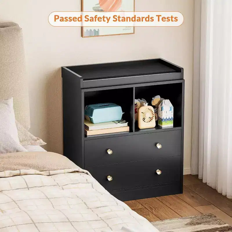 Baby Changing Table  Modern 2-Drawer Nursery Dresser with Changing Pad for Kids Room (1-Piece)