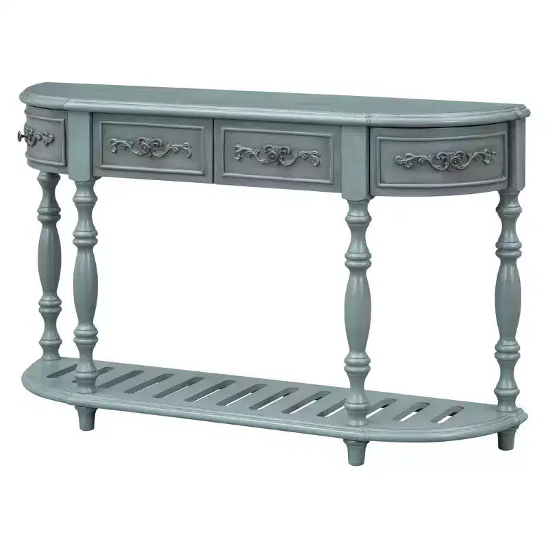 Clihome 52Modern and Contemporary Curved Console Table Sofa Table Entryway Table with 4 Drawers and 1 Shelf for Living Room, Hallway