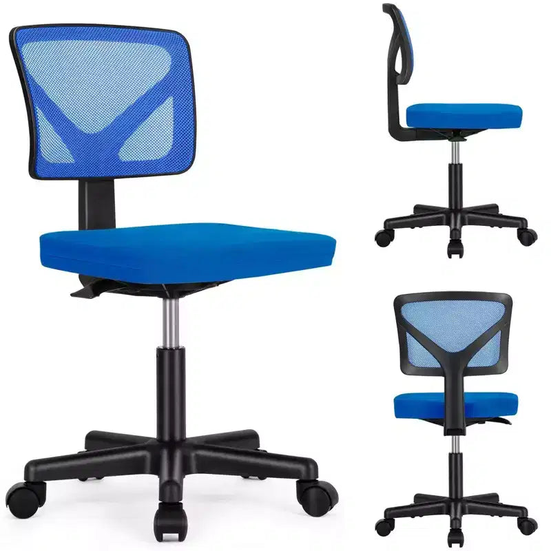 Okak Low-Back Mesh Office Chair with Armless Design, Computer Chair with Lumbar Support, Desk Chair for Study, Reading Room, Office