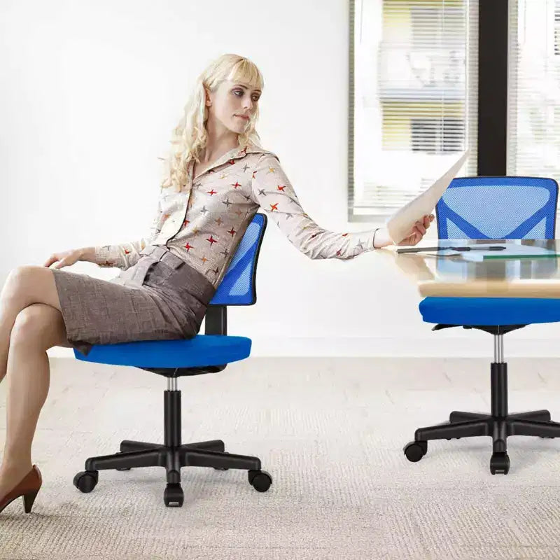 Okak Low-Back Mesh Office Chair with Armless Design, Computer Chair with Lumbar Support, Desk Chair for Study, Reading Room, Office