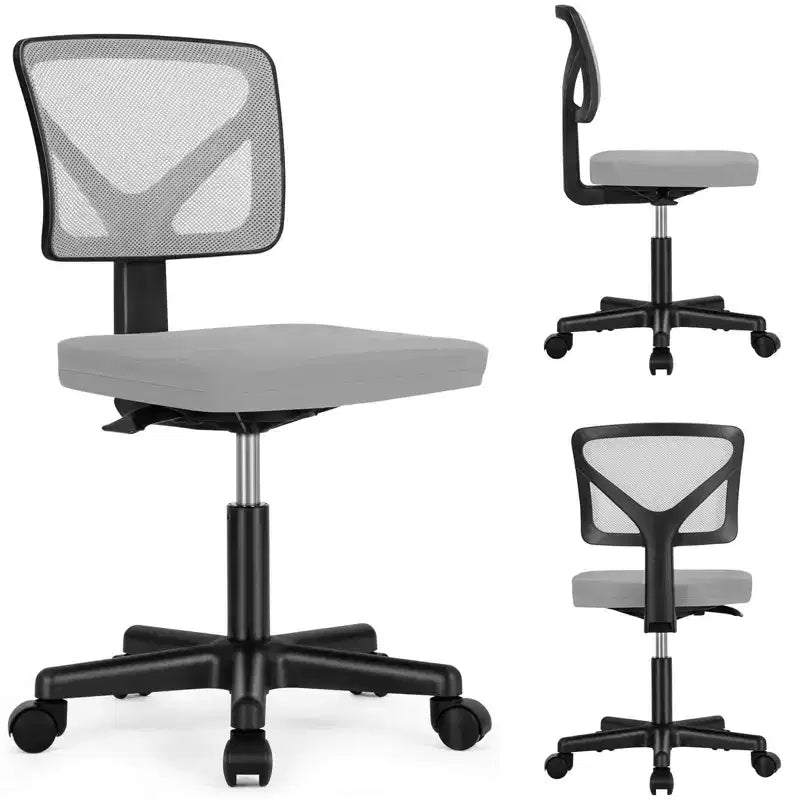 Okak Low-Back Mesh Office Chair with Armless Design, Computer Chair with Lumbar Support, Desk Chair for Study, Reading Room, Office