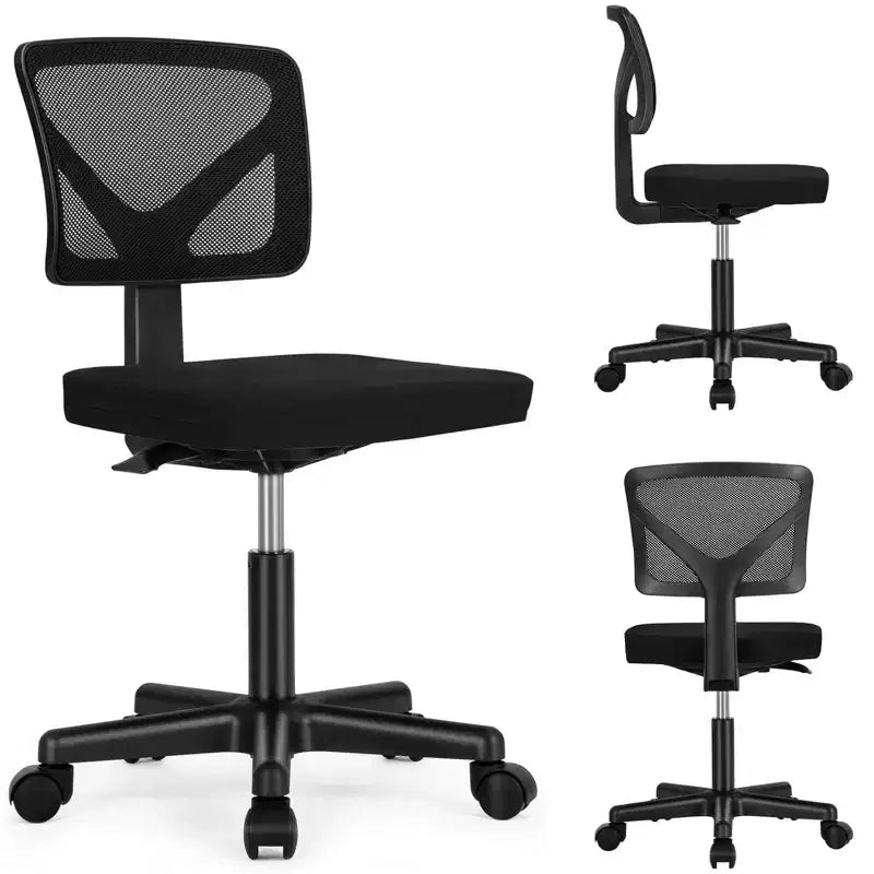 Okak Low-Back Mesh Office Chair with Armless Design, Computer Chair with Lumbar Support, Desk Chair for Study, Reading Room, Office