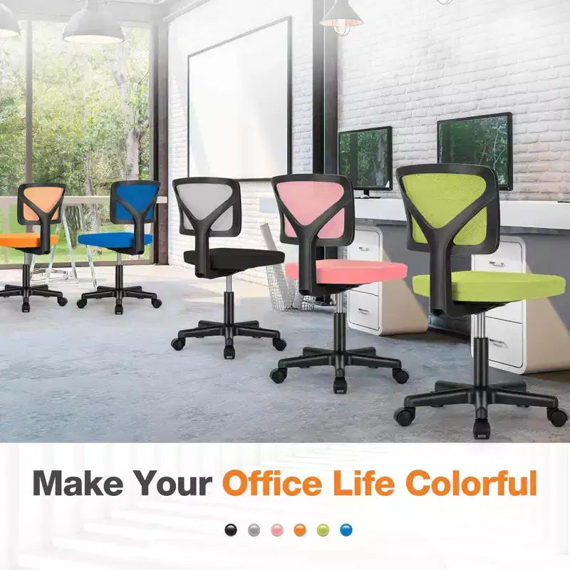 Okak Low-Back Mesh Office Chair with Armless Design, Computer Chair with Lumbar Support, Desk Chair for Study, Reading Room, Office