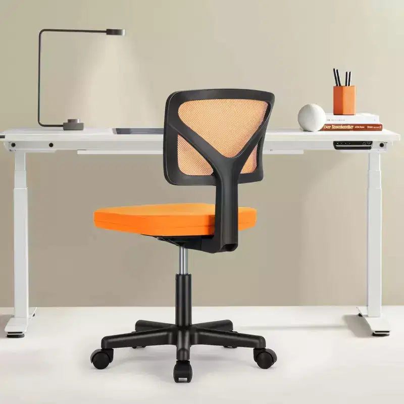Okak Low-Back Mesh Office Chair with Armless Design, Computer Chair with Lumbar Support, Desk Chair for Study, Reading Room, Office