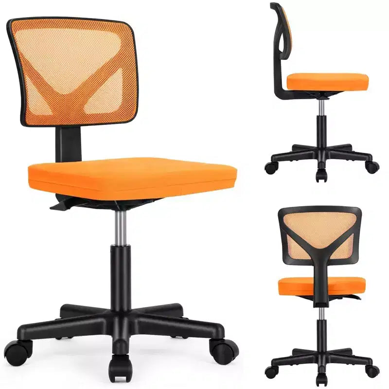 Okak Low-Back Mesh Office Chair with Armless Design, Computer Chair with Lumbar Support, Desk Chair for Study, Reading Room, Office
