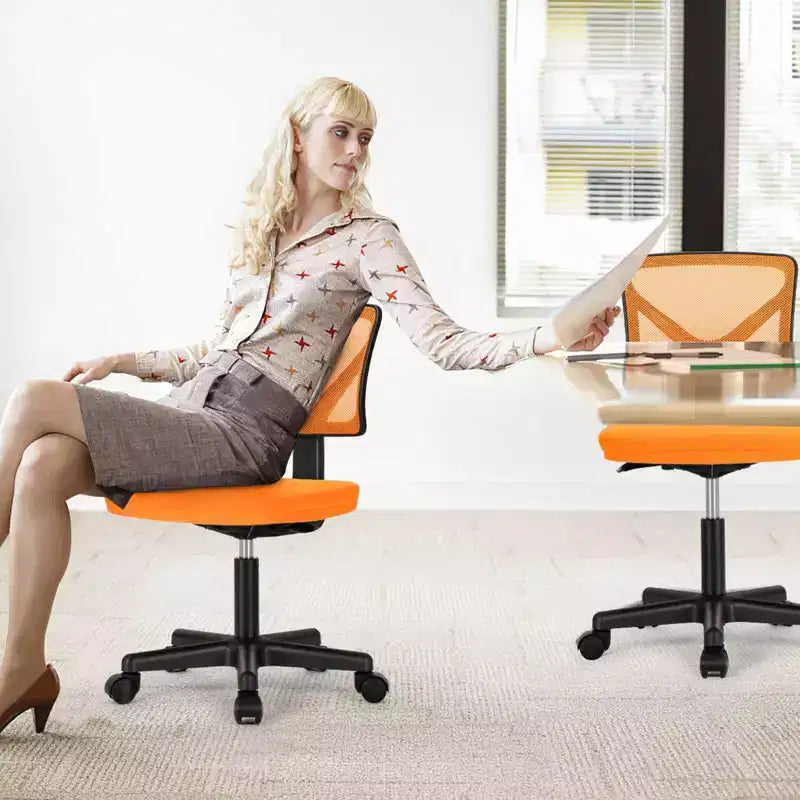 Okak Low-Back Mesh Office Chair with Armless Design, Computer Chair with Lumbar Support, Desk Chair for Study, Reading Room, Office