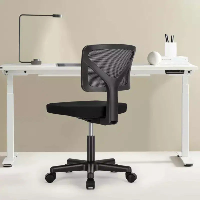 Okak Low-Back Mesh Office Chair with Armless Design, Computer Chair with Lumbar Support, Desk Chair for Study, Reading Room, Office