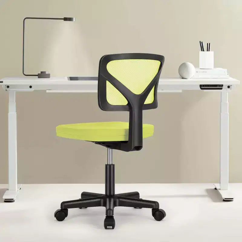Okak Low-Back Mesh Office Chair with Armless Design, Computer Chair with Lumbar Support, Desk Chair for Study, Reading Room, Office