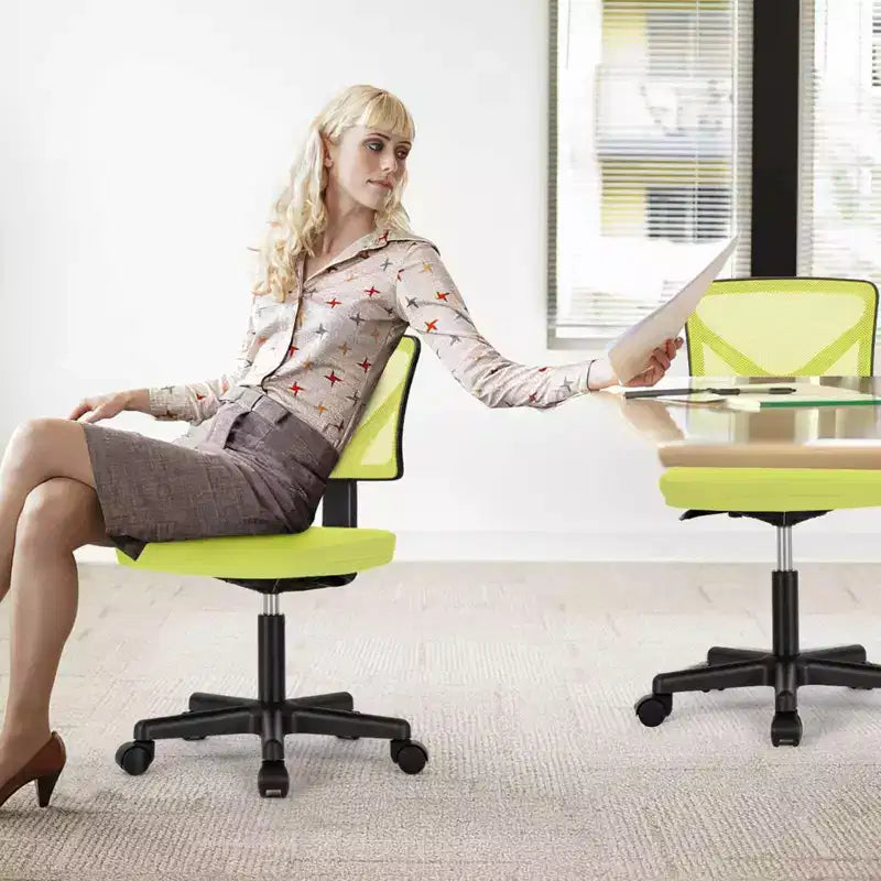 Okak Low-Back Mesh Office Chair with Armless Design, Computer Chair with Lumbar Support, Desk Chair for Study, Reading Room, Office